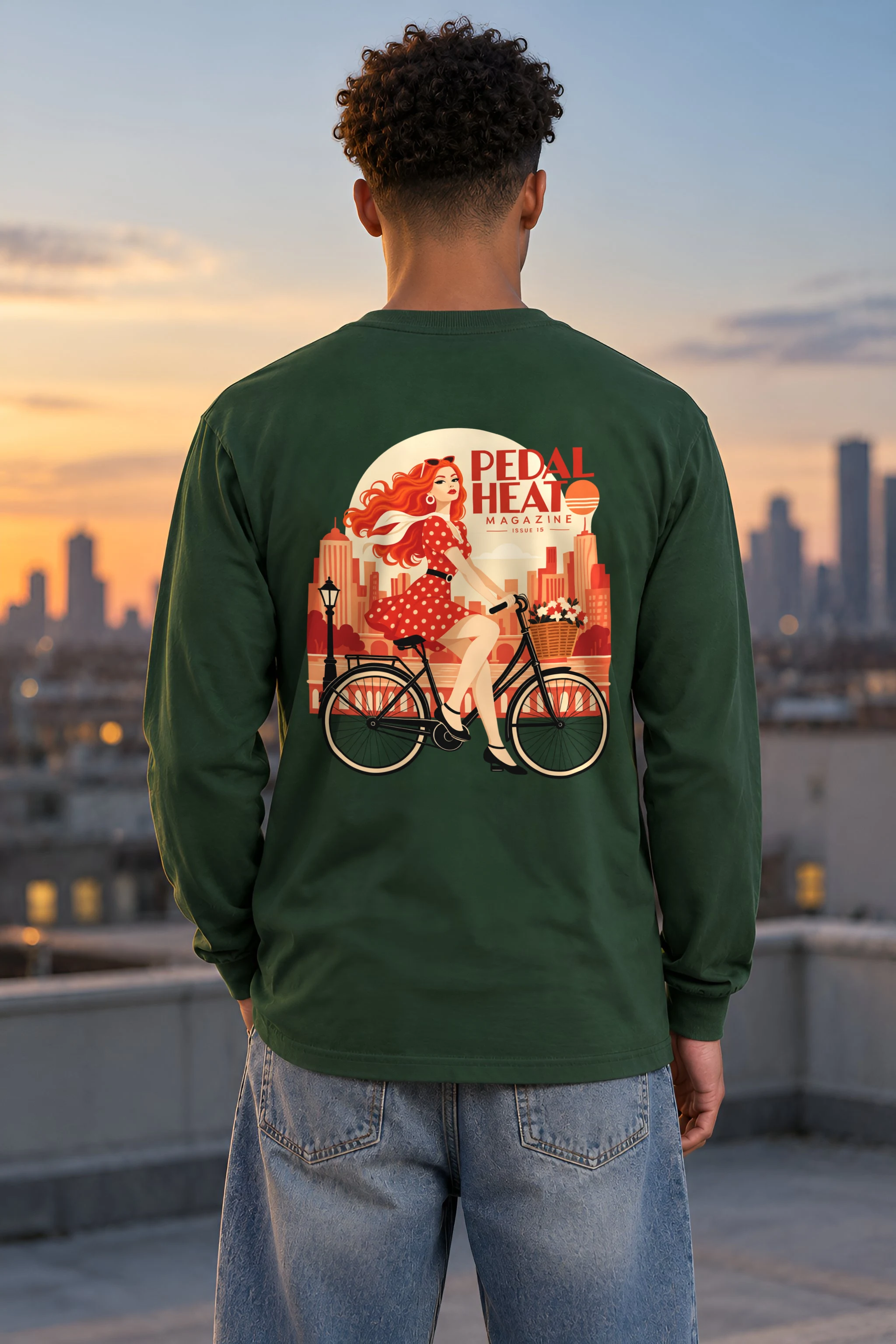"Flower Basket Cyclist" Unisex Longsleeve T-shirt