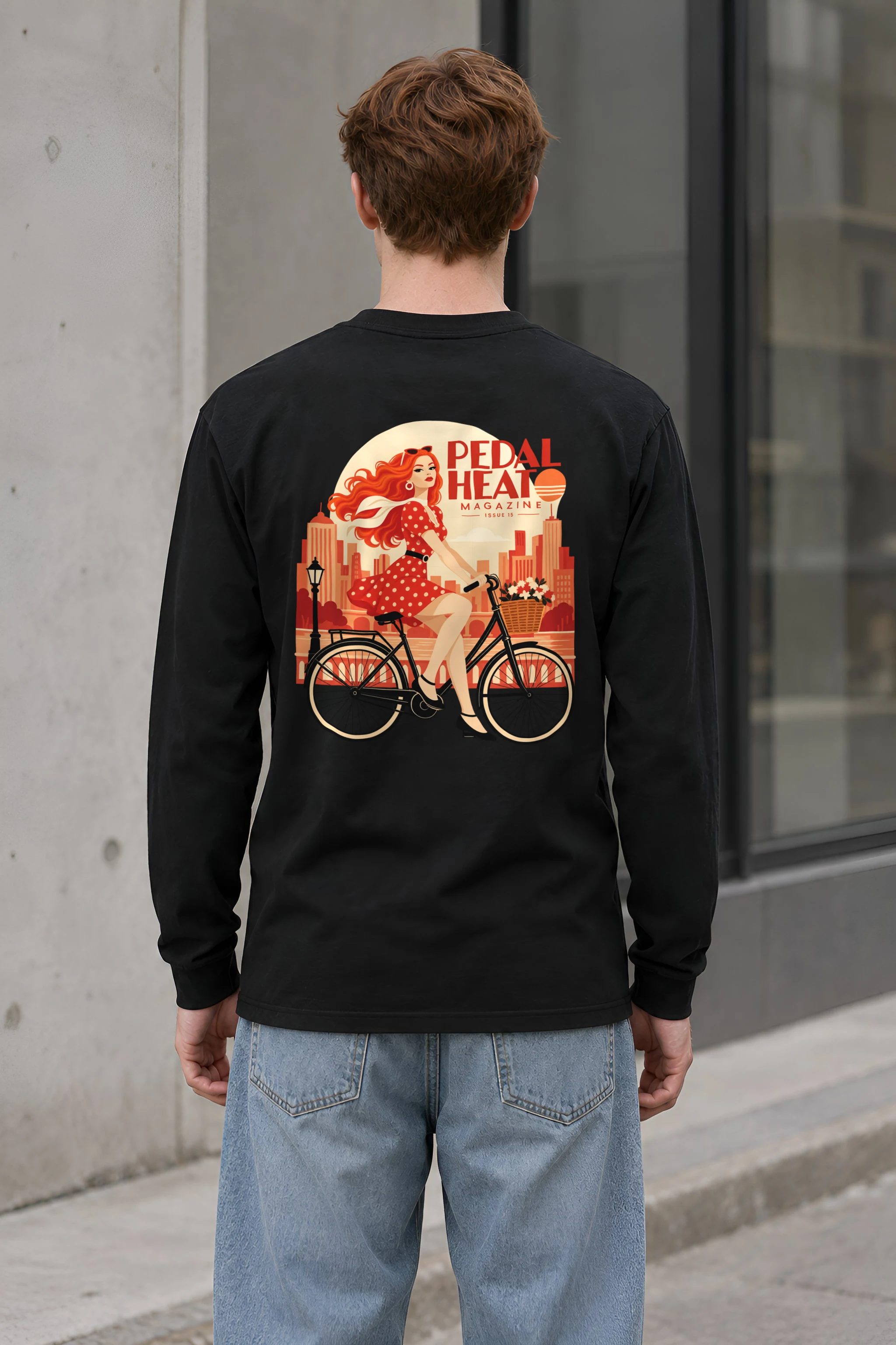 "Flower Basket Cyclist" Unisex Longsleeve T-shirt