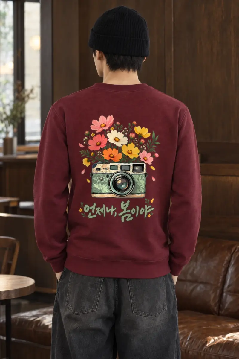 "Flower-Filled Camera" Heavy Blend Unisex Crewneck Sweatshirt