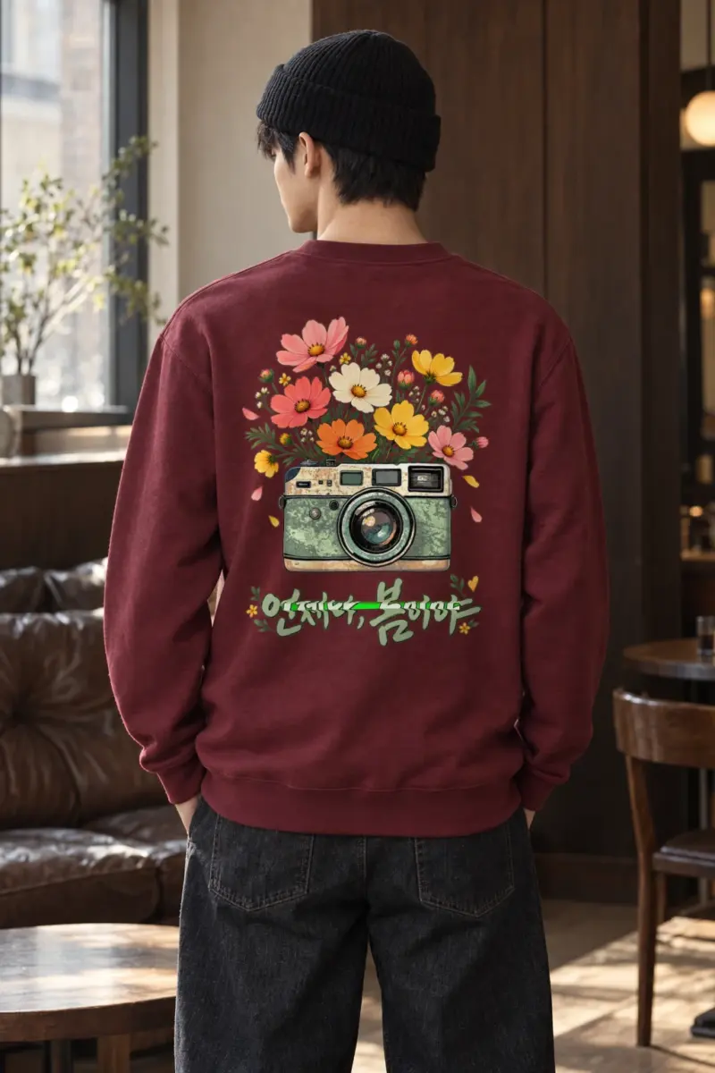 "Flower-Filled Camera" Heavy Blend Unisex Crewneck Sweatshirt | Gildan 18000