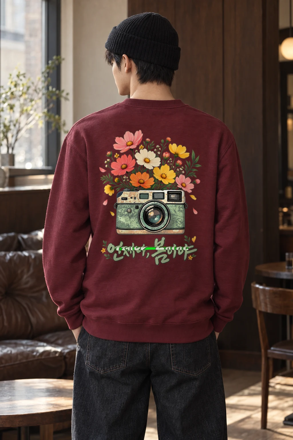 "Flower-Filled Camera" Heavy Blend Unisex Crewneck Sweatshirt | Gildan 18000