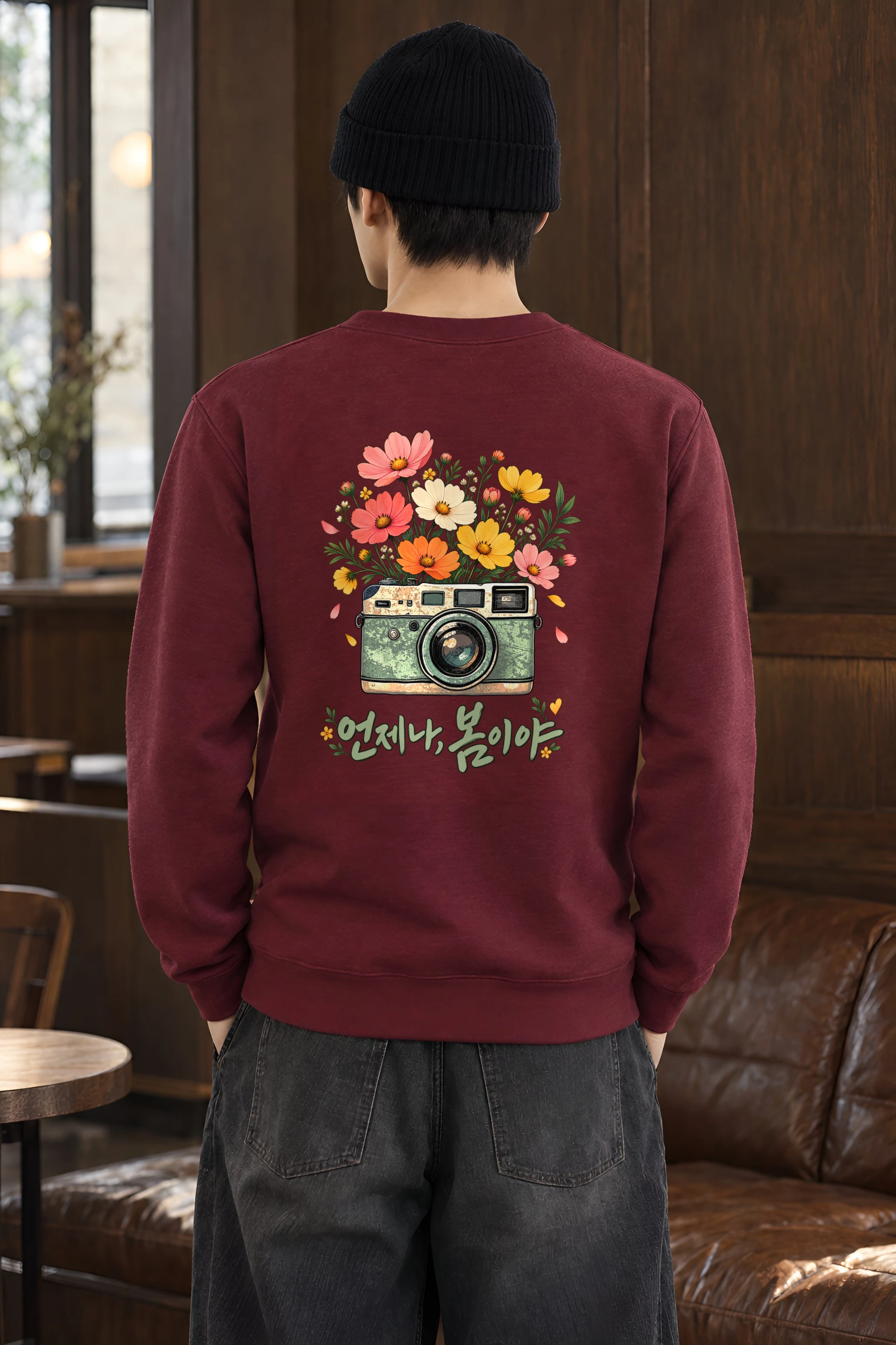 "Flower-Filled Camera" Heavy Blend Unisex Crewneck Sweatshirt