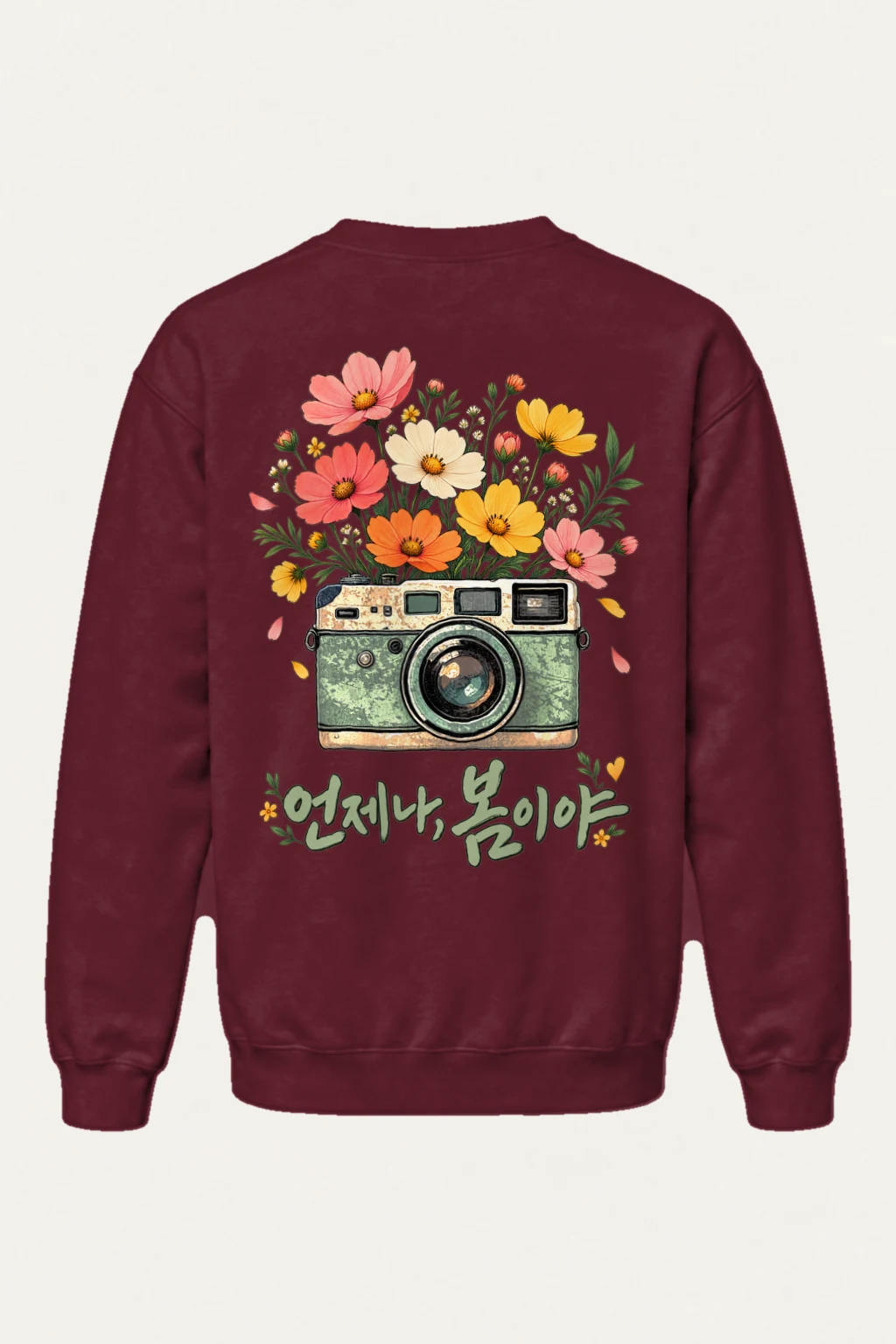 "Flower-Filled Camera" Heavy Blend Unisex Crewneck Sweatshirt | Gildan 18000