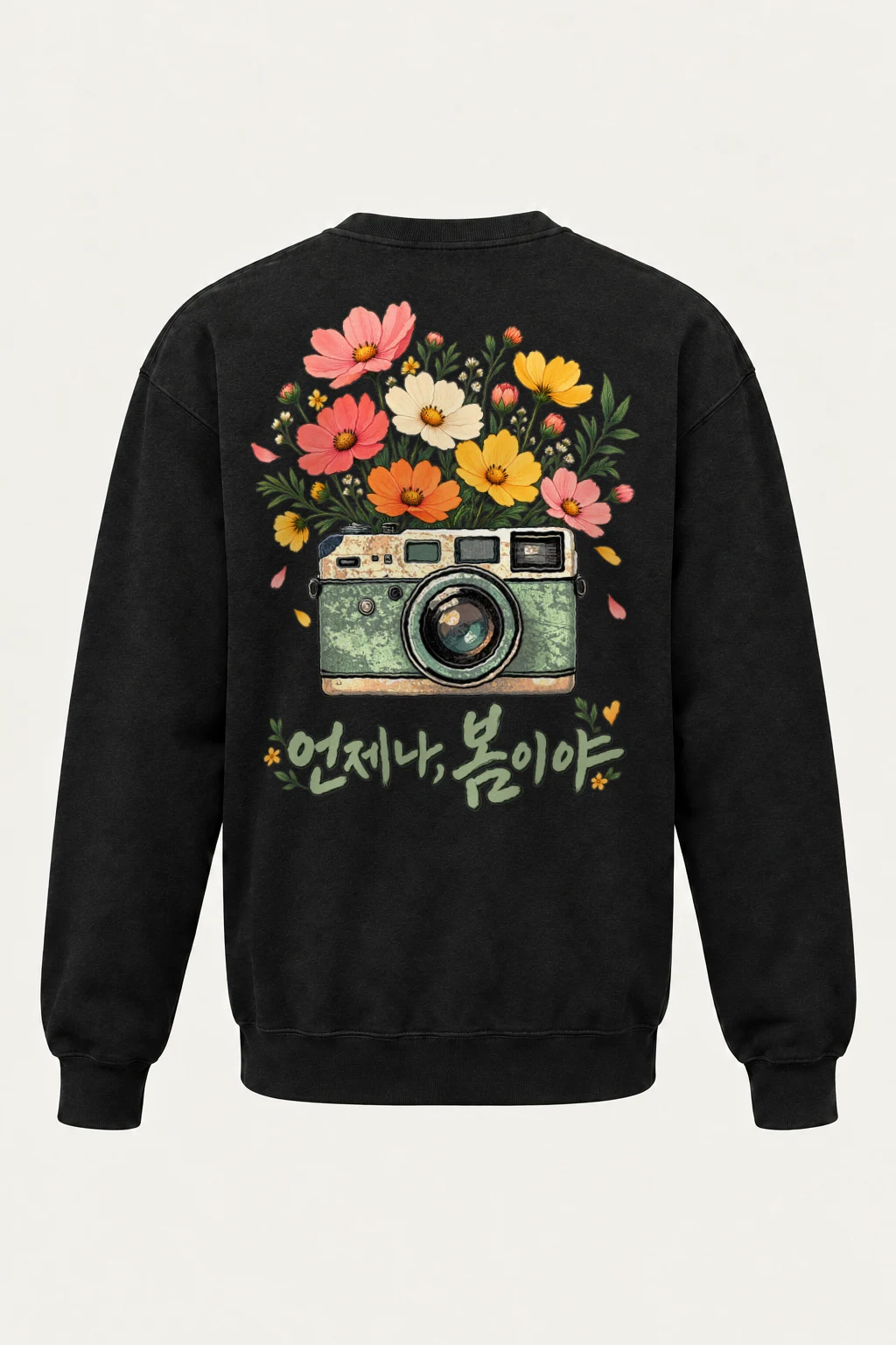 "Flower-Filled Camera" Heavy Blend Unisex Crewneck Sweatshirt | Gildan 18000