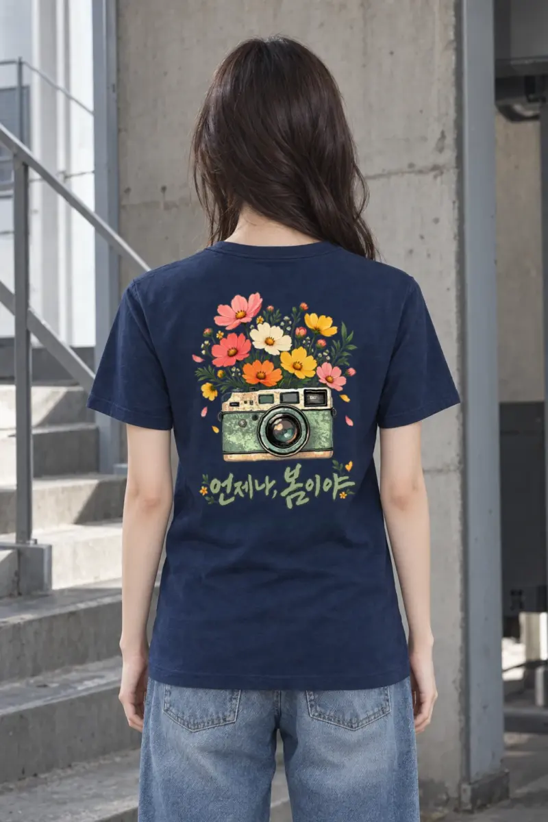 "Flower-Filled Camera" Heavyweight Unisex Crewneck T-shirt