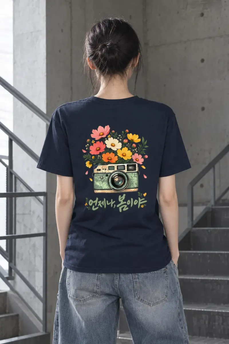 "Flower-Filled Camera" Heavyweight Unisex Crewneck T-shirt