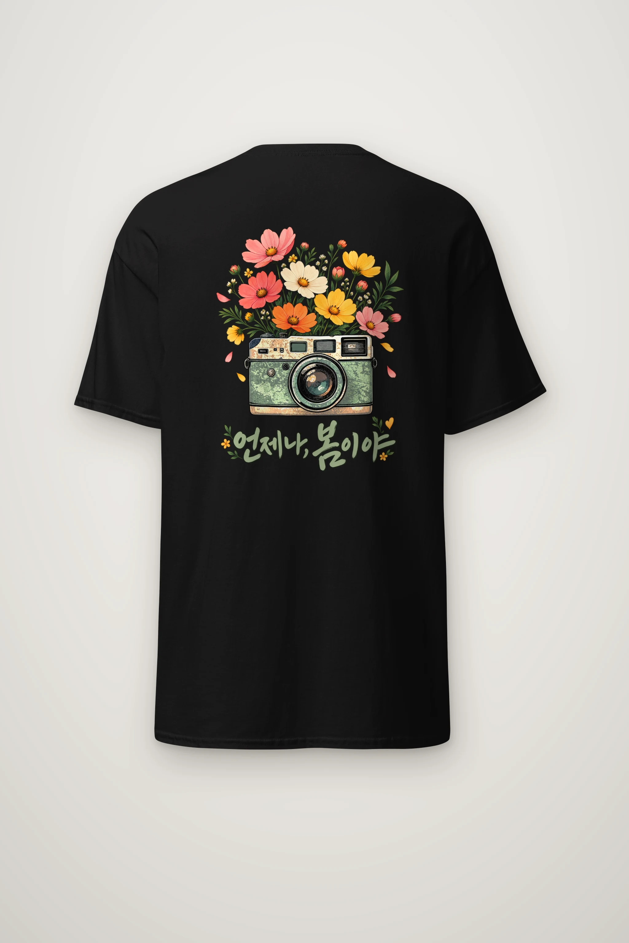 "Flower-Filled Camera" Heavyweight Unisex Crewneck T-shirt