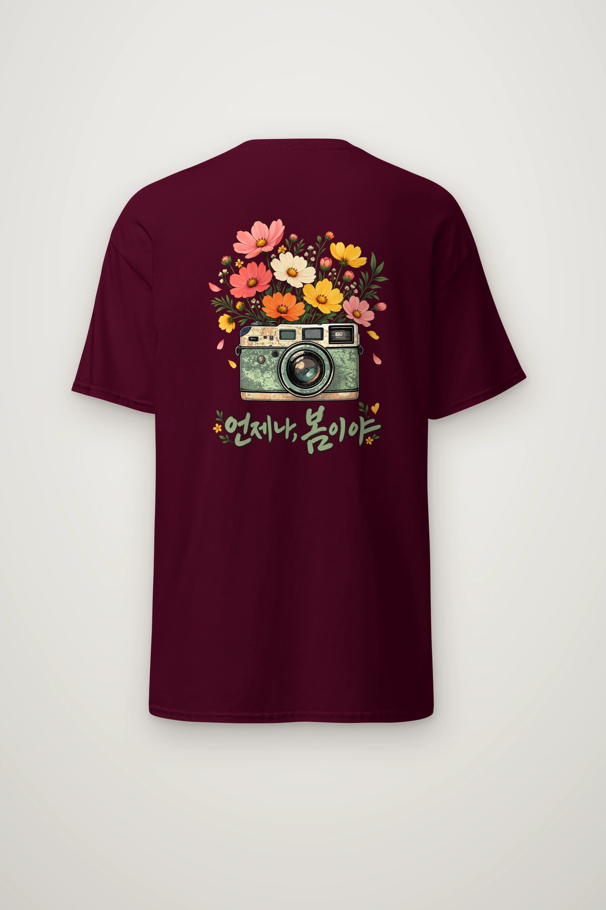 "Flower-Filled Camera" Heavyweight Unisex Crewneck T-shirt
