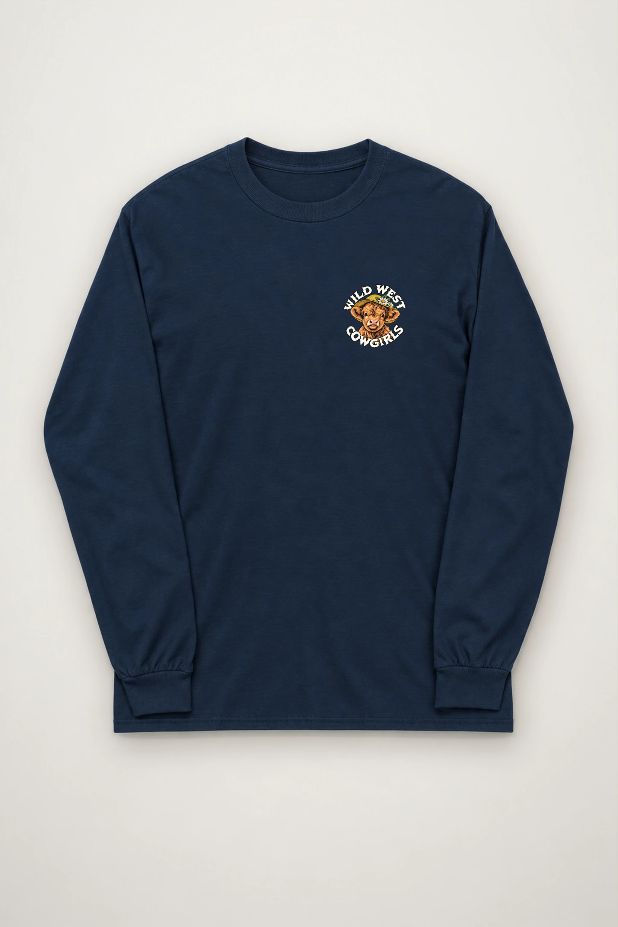 "Flower Hat Highland Calf" Unisex Longsleeve T-shirt