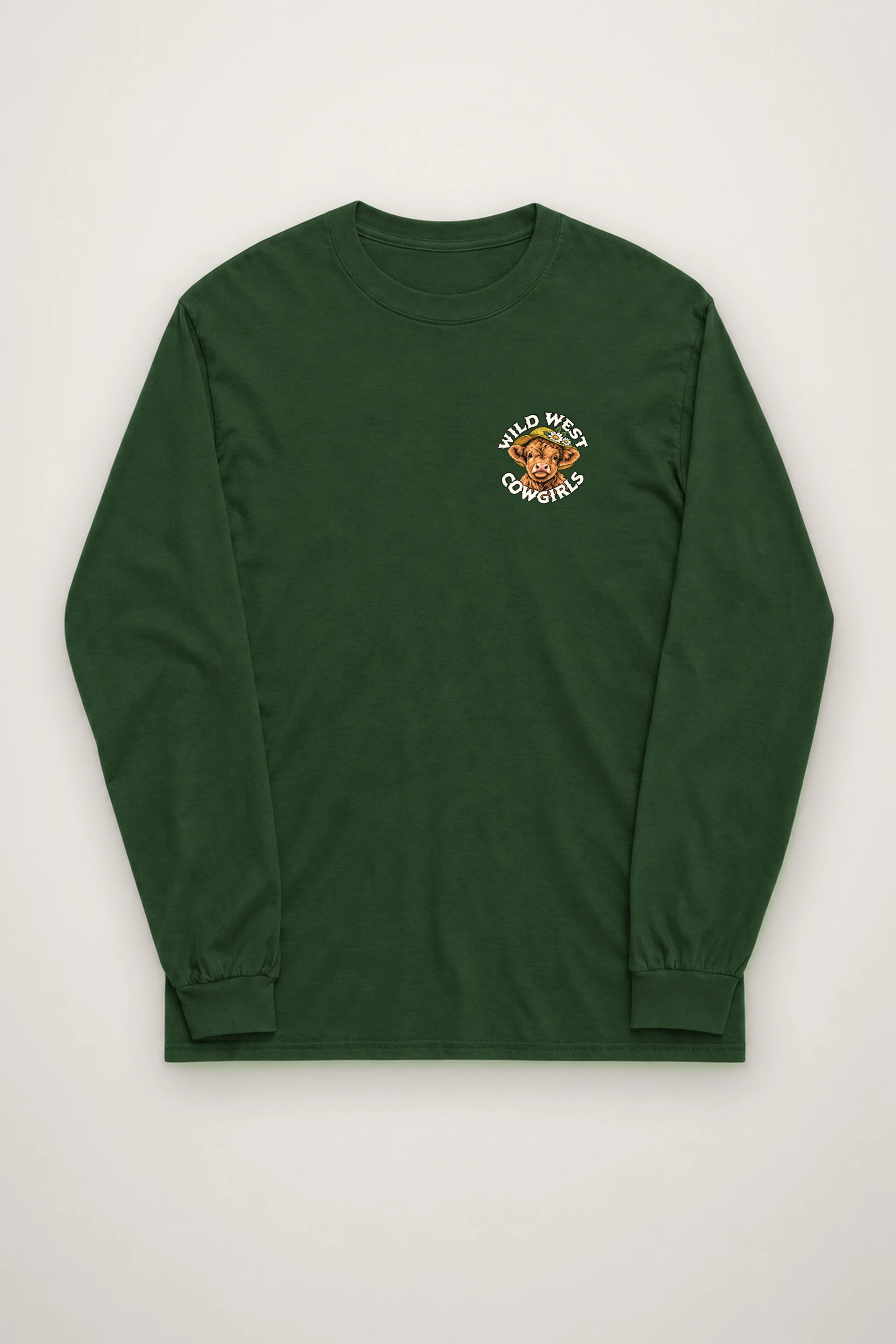 "Flower Hat Highland Calf" Unisex Longsleeve T-shirt