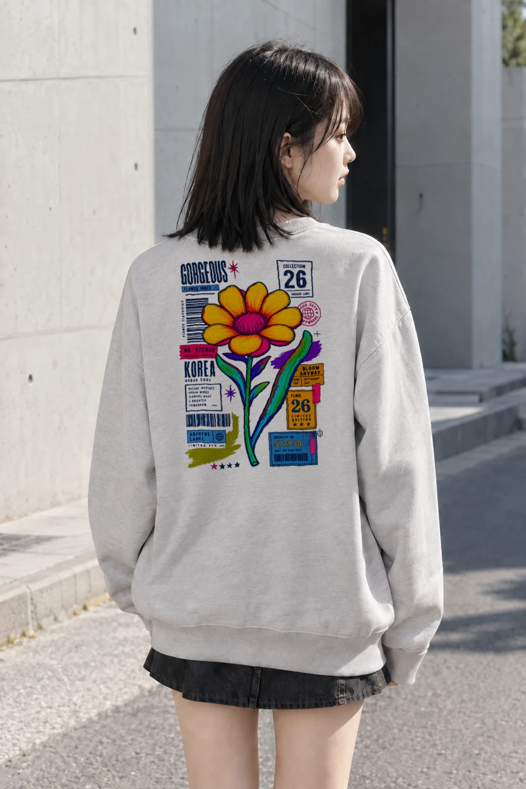 "Flower In Style" Heavy Blend Unisex Crewneck Sweatshirt | Gildan 18000