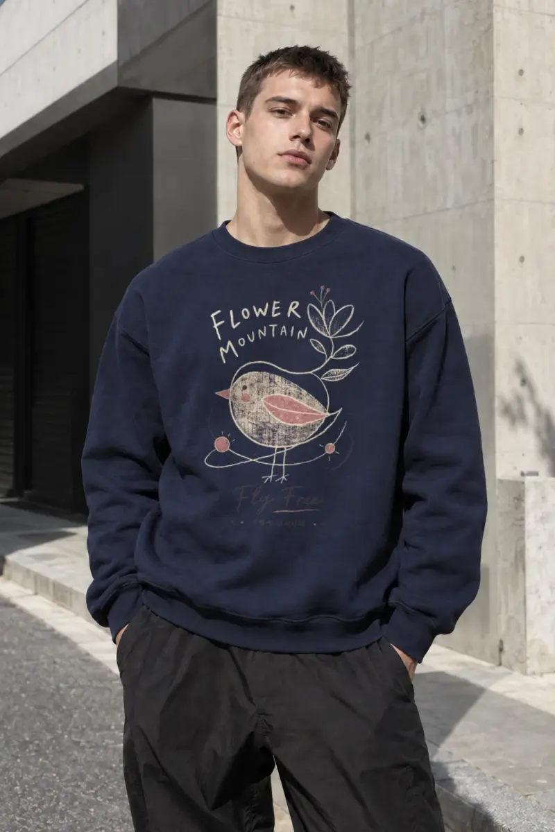 "Flower Mountain Fly Free" Heavy Blend Unisex Crewneck Sweatshirt | Gildan 18000