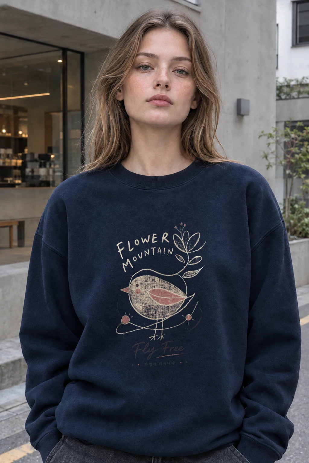 "Flower Mountain Fly Free" Heavy Blend Unisex Crewneck Sweatshirt | Gildan 18000