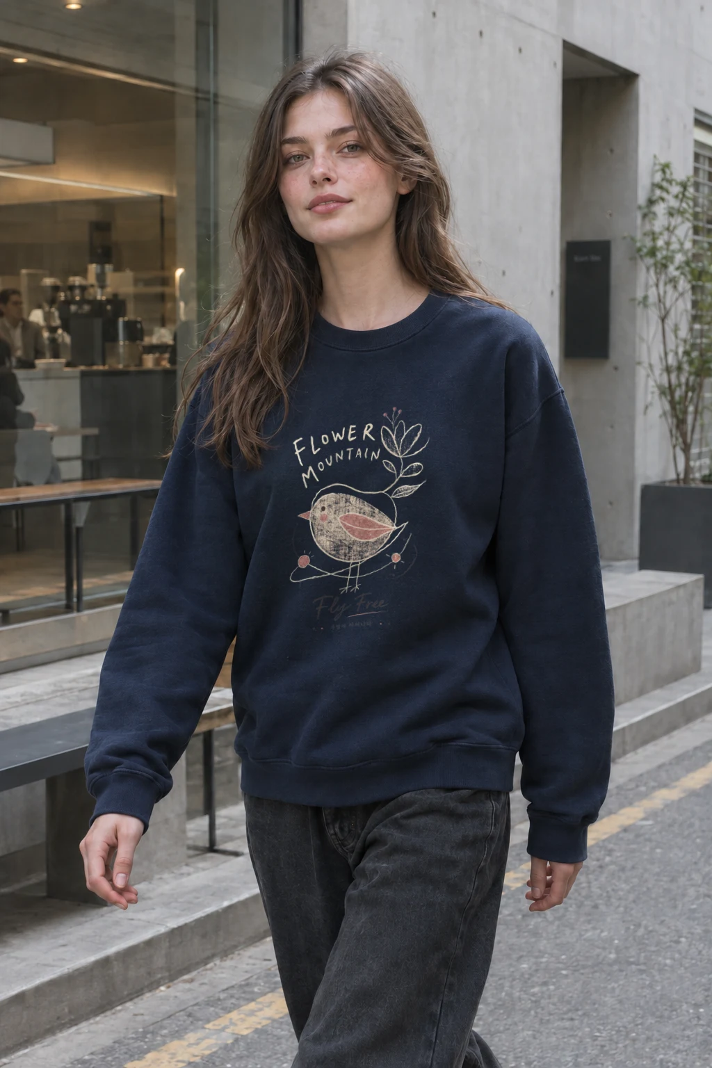 "Flower Mountain Fly Free" Heavy Blend Unisex Crewneck Sweatshirt | Gildan 18000