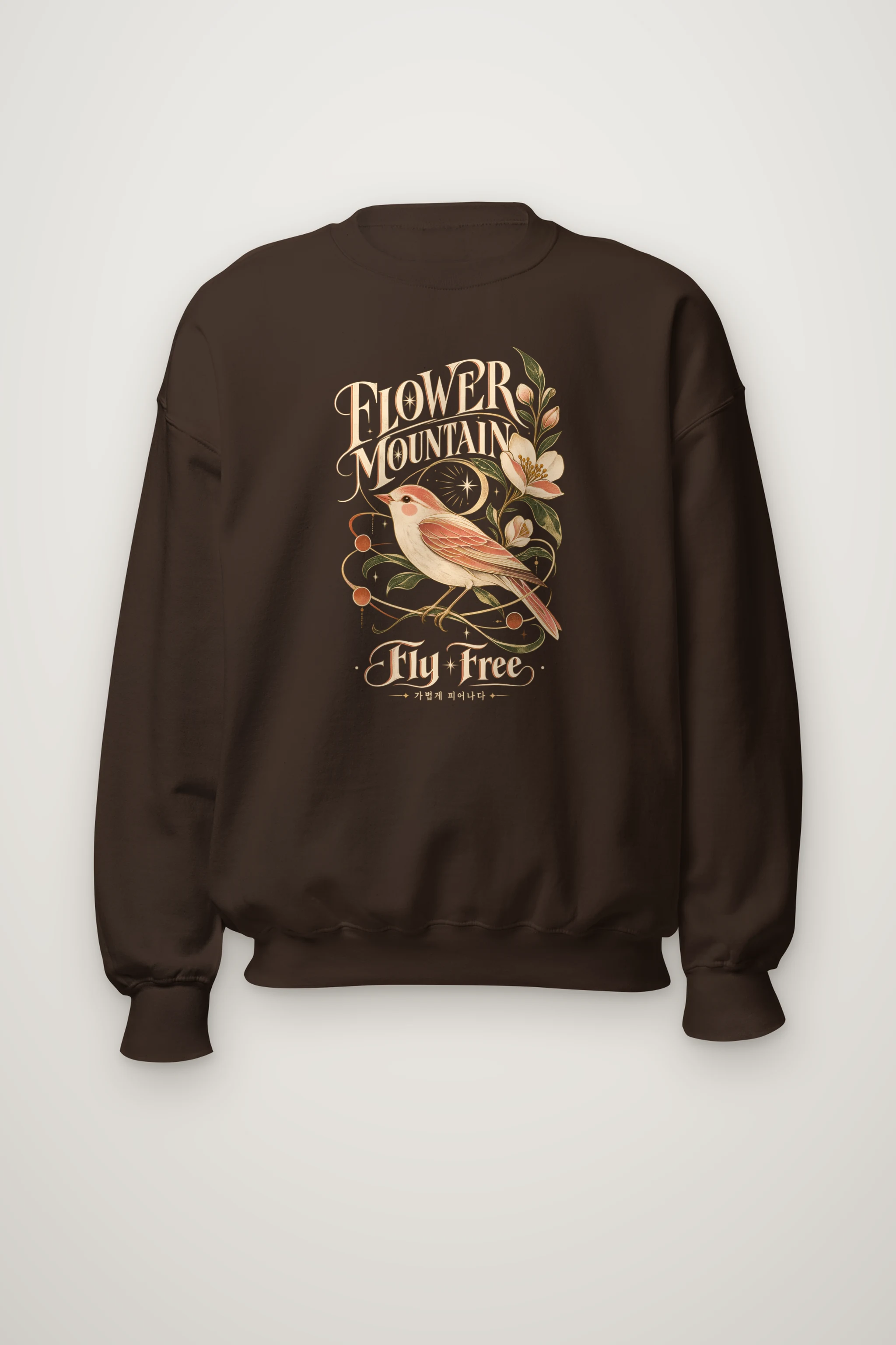 "Flower Mountain Fly Free" Heavy Blend Unisex Crewneck Sweatshirt