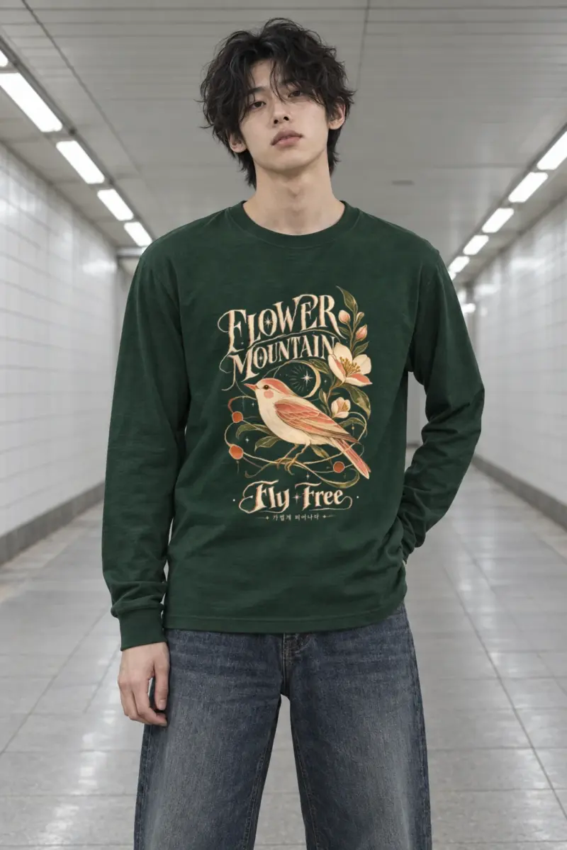 "Flower Mountain Fly Free" Unisex Longsleeve T-shirt