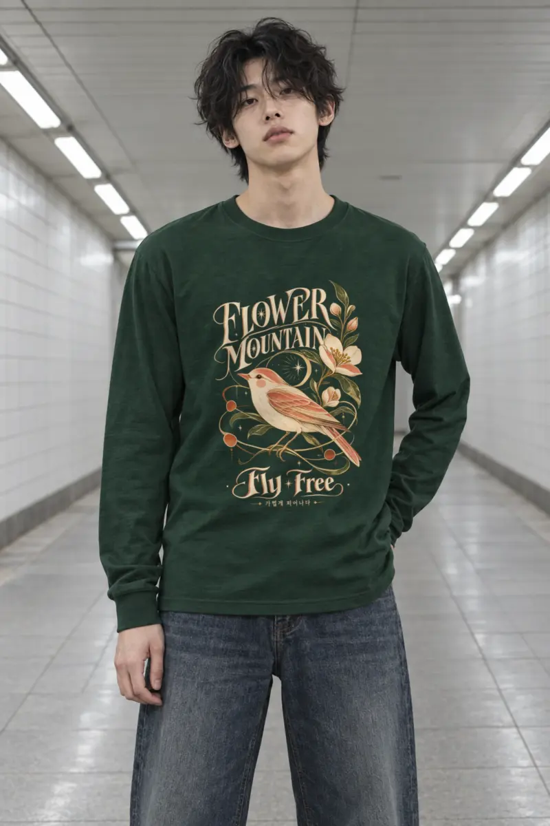 "Flower Mountain Fly Free" Unisex Longsleeve T-shirt