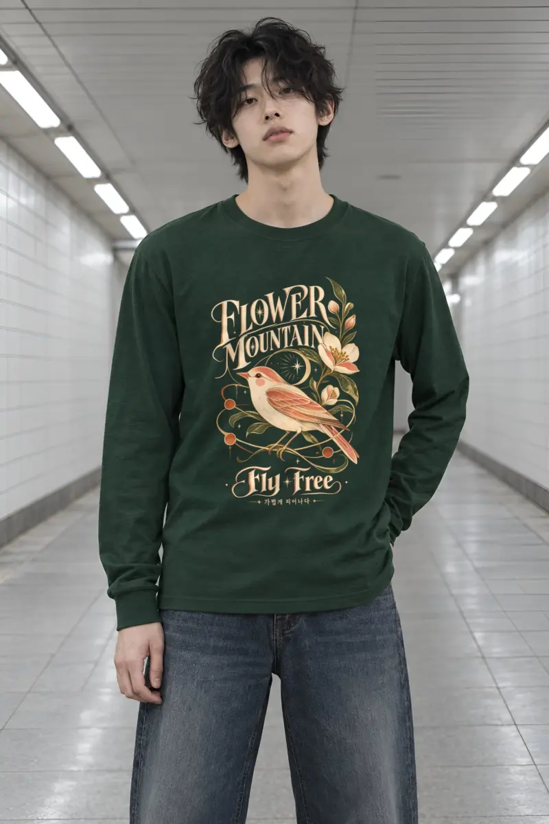 "Flower Mountain Fly Free" Unisex Longsleeve T-shirt