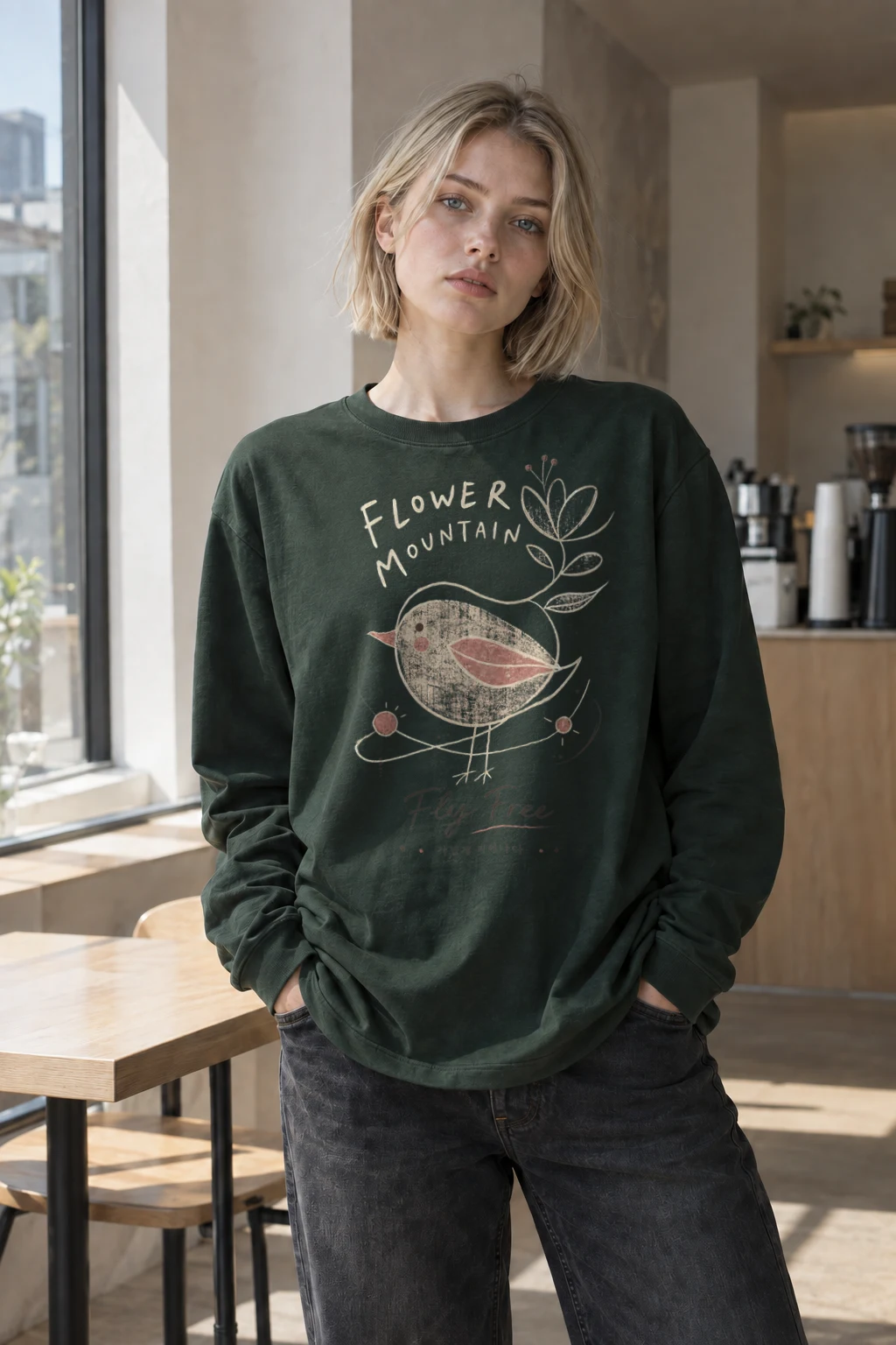 "Flower Mountain Fly Free" Unisex Longsleeve T-shirt | Gildan 2400