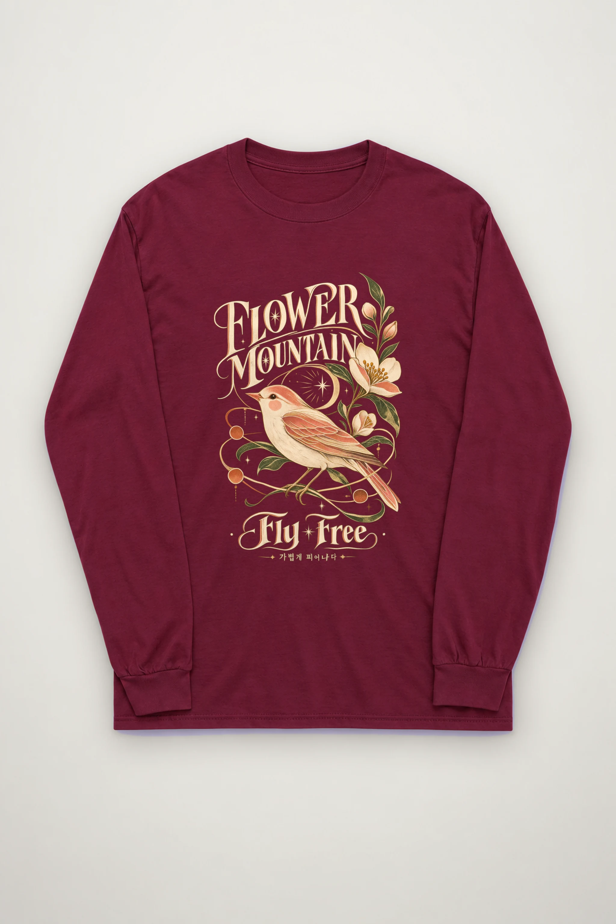 "Flower Mountain Fly Free" Unisex Longsleeve T-shirt