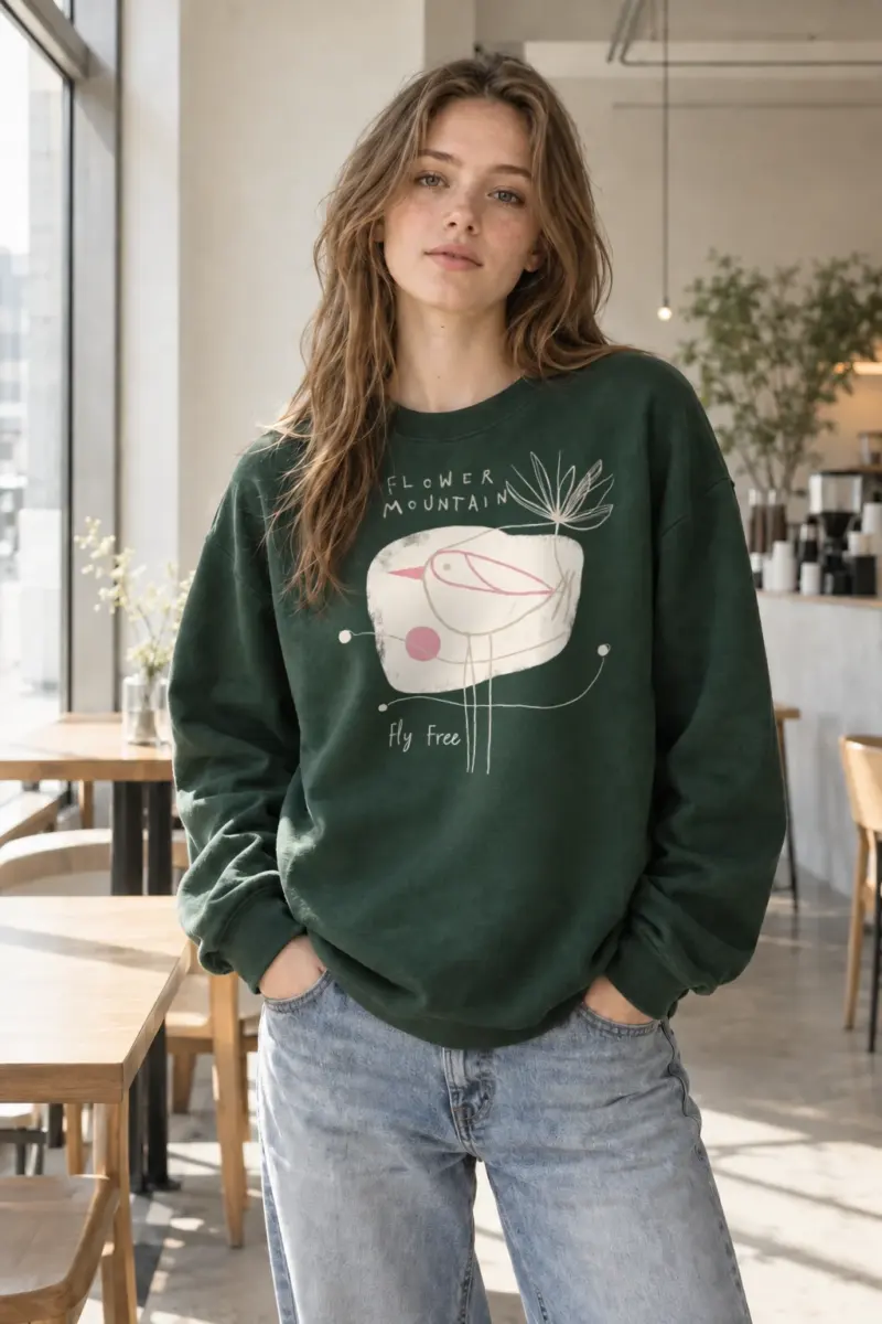 “Flower Mountain” Heavy Blend Unisex Crewneck Sweatshirt | Gildan 18000