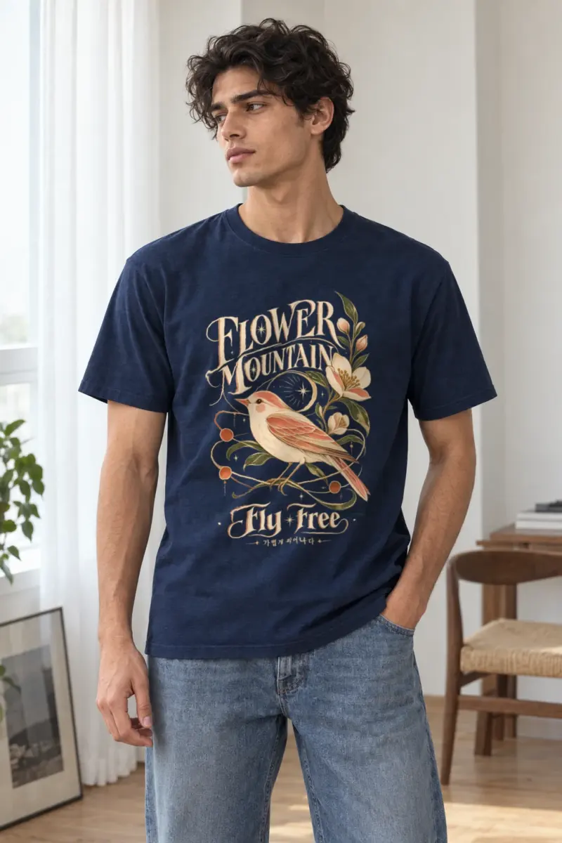 "Flower Mountain" Heavyweight Unisex Crewneck T-shirt | Gildan 5000