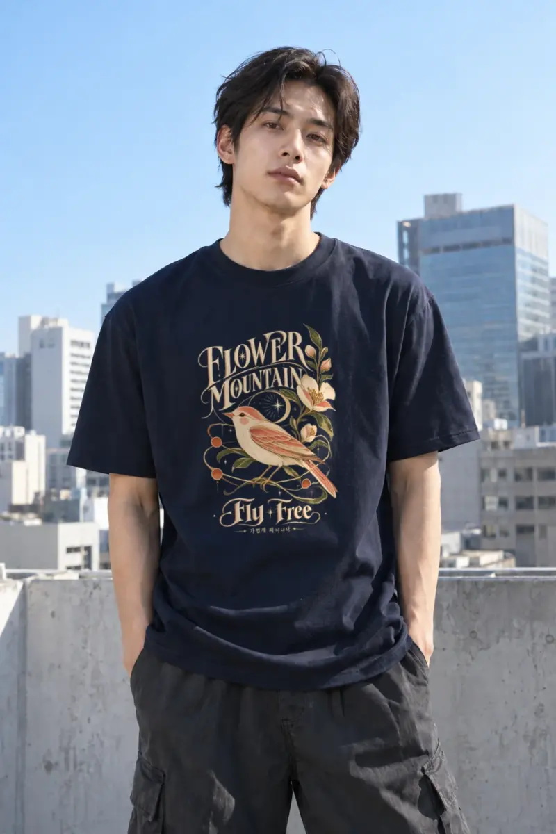 "Flower Mountain" Heavyweight Unisex Crewneck T-shirt | Gildan 5000