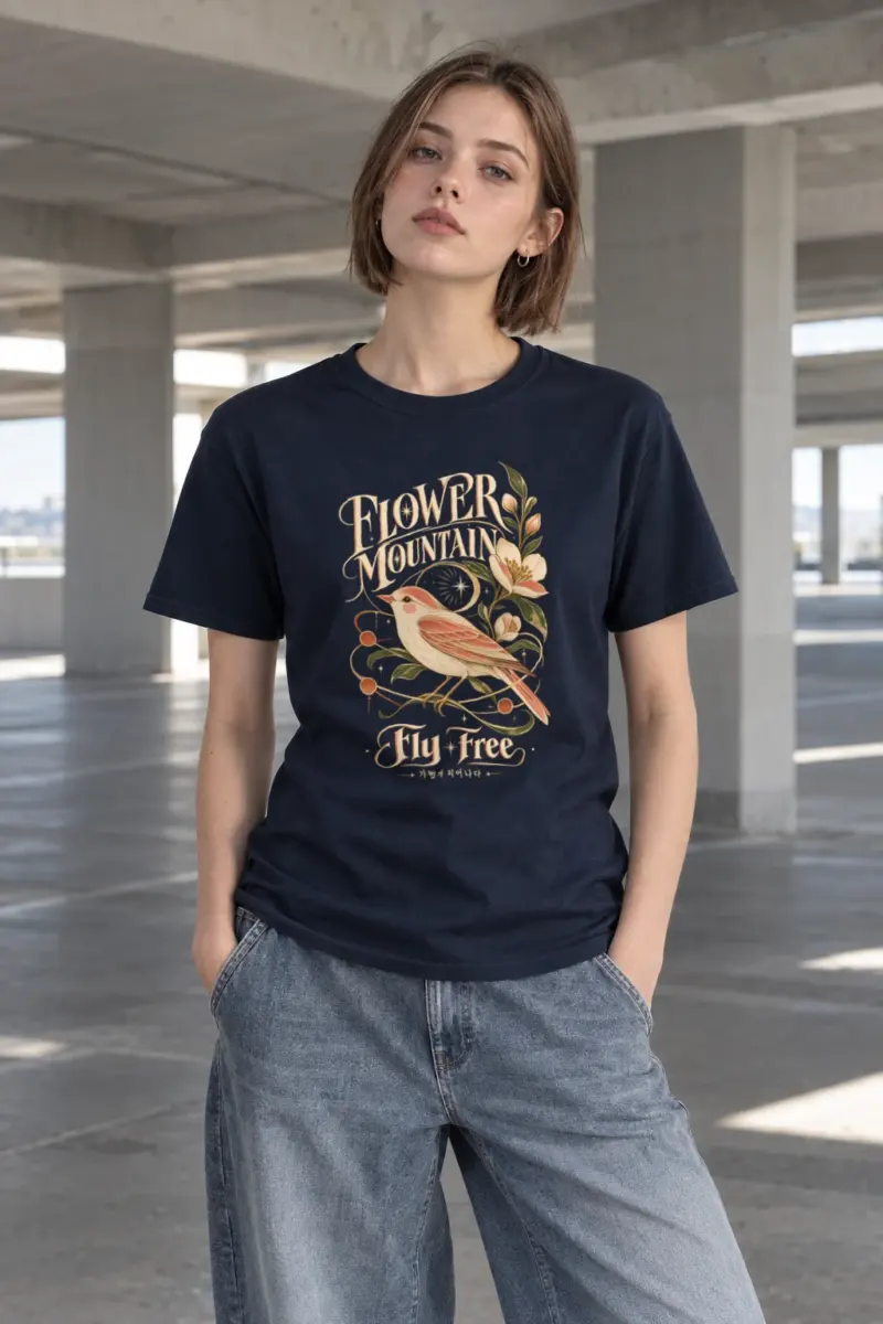 "Flower Mountain" Heavyweight Unisex Crewneck T-shirt