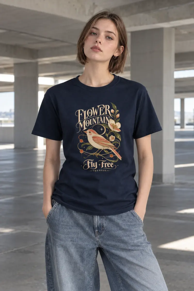 "Flower Mountain" Heavyweight Unisex Crewneck T-shirt