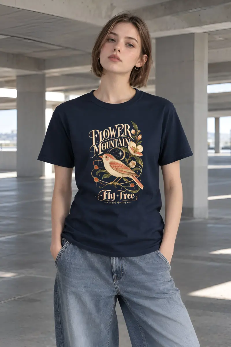 "Flower Mountain" Heavyweight Unisex Crewneck T-shirt