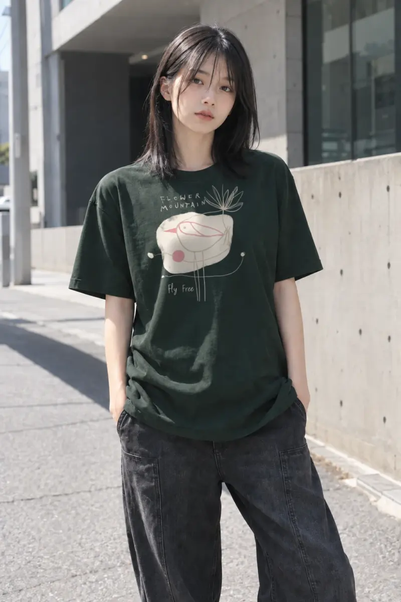 “Flower Mountain” Heavyweight Unisex Crewneck T-shirt | Gildan 5000