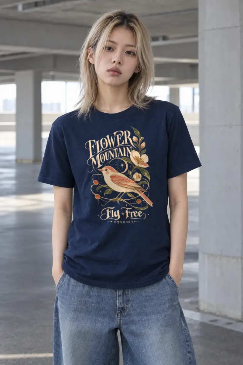 "Flower Mountain" Heavyweight Unisex Crewneck T-shirt