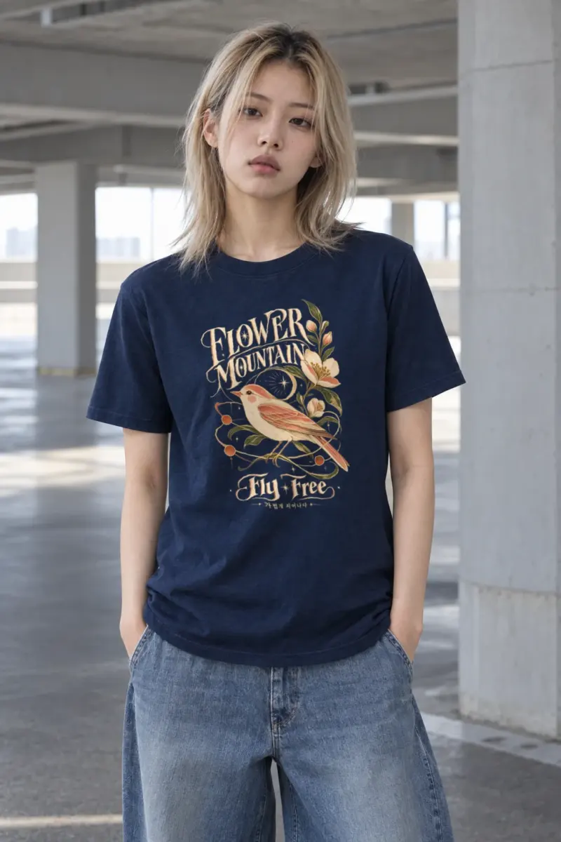 "Flower Mountain" Heavyweight Unisex Crewneck T-shirt