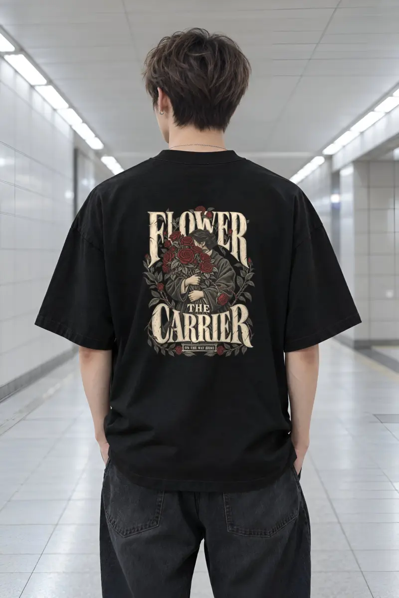 "Flower The Carrier" Men's Oversized Heavyweight Crewneck T-Shirt