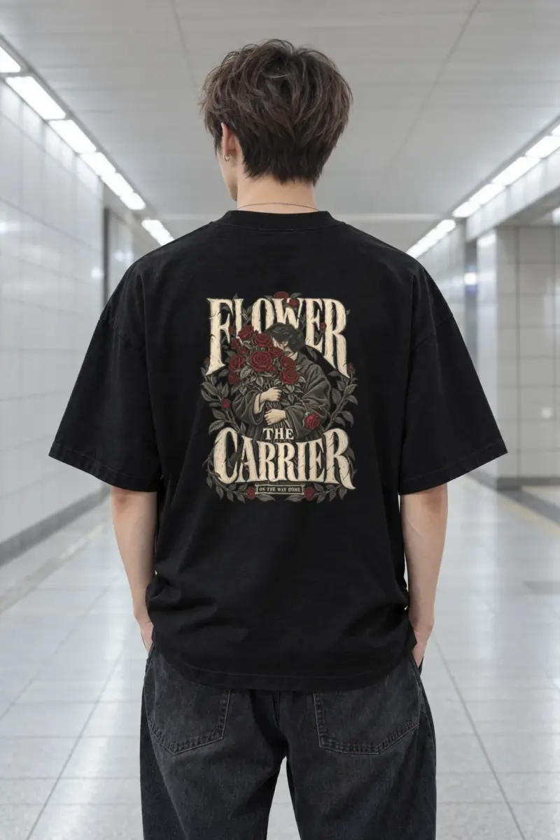 "Flower The Carrier" Men's Oversized Heavyweight Crewneck T-Shirt