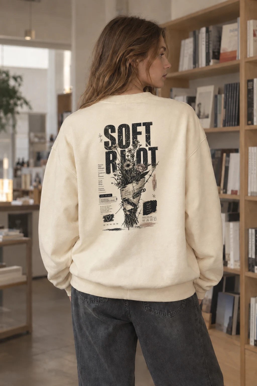 "Flowers After Midnight" Unisex Sponge Fleece Crewneck Sweatshirt | Bella + Canvas 3901