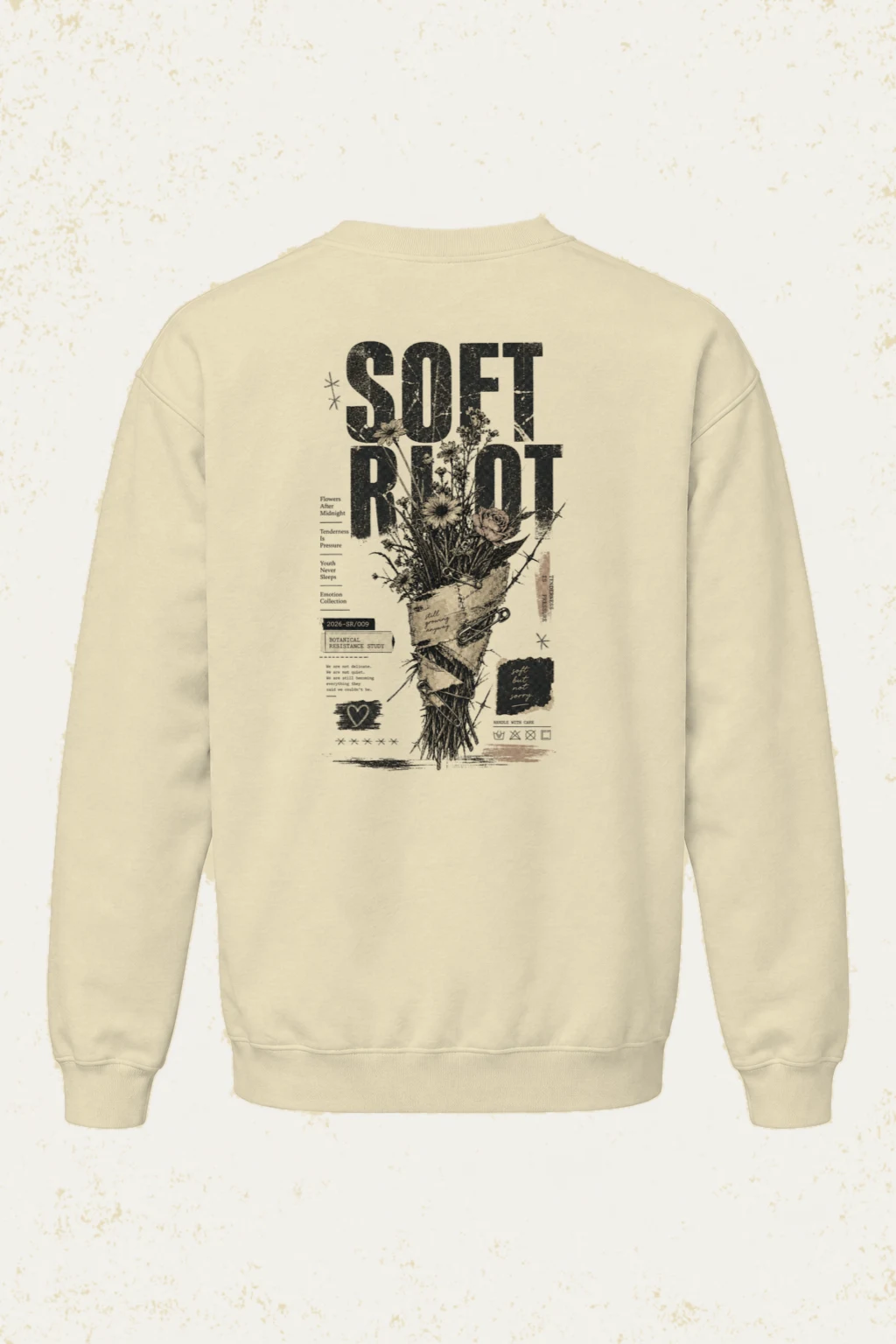 "Flowers After Midnight" Unisex Sponge Fleece Crewneck Sweatshirt | Bella + Canvas 3901