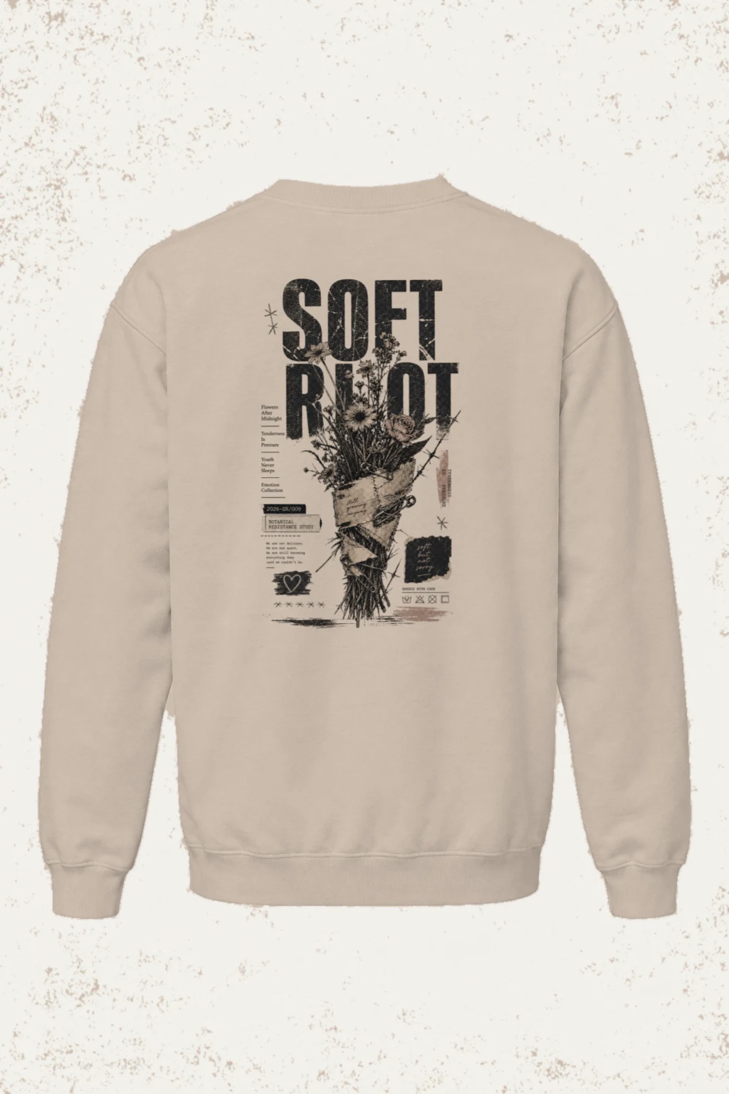 "Flowers After Midnight" Unisex Sponge Fleece Crewneck Sweatshirt | Bella + Canvas 3901