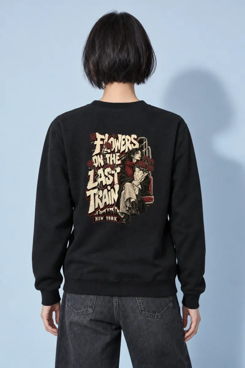 "Flowers On The Last Train New York" Heavy Blend Unisex Crewneck Sweatshirt