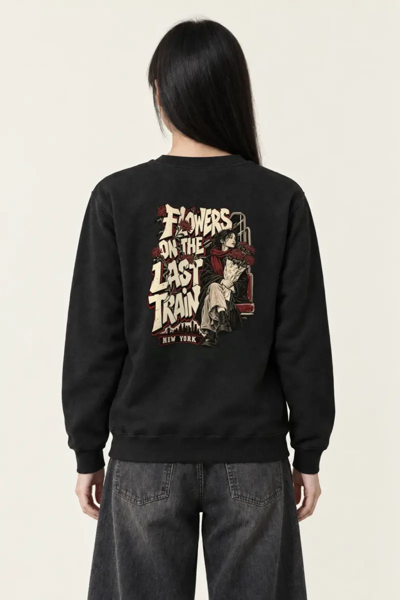 "Flowers On The Last Train New York" Heavy Blend Unisex Crewneck Sweatshirt