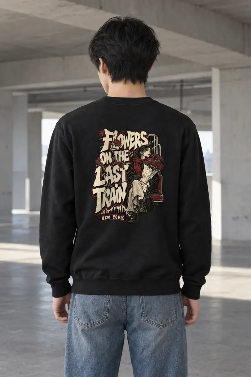 "Flowers On The Last Train New York" Heavy Blend Unisex Crewneck Sweatshirt