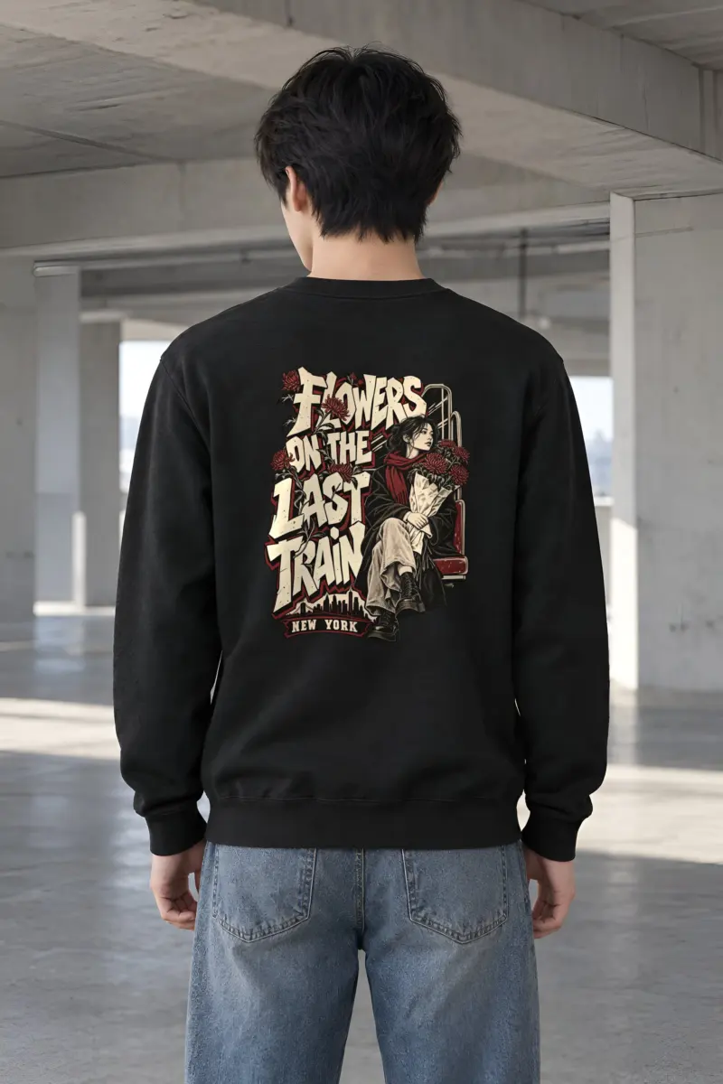 "Flowers On The Last Train New York" Heavy Blend Unisex Crewneck Sweatshirt