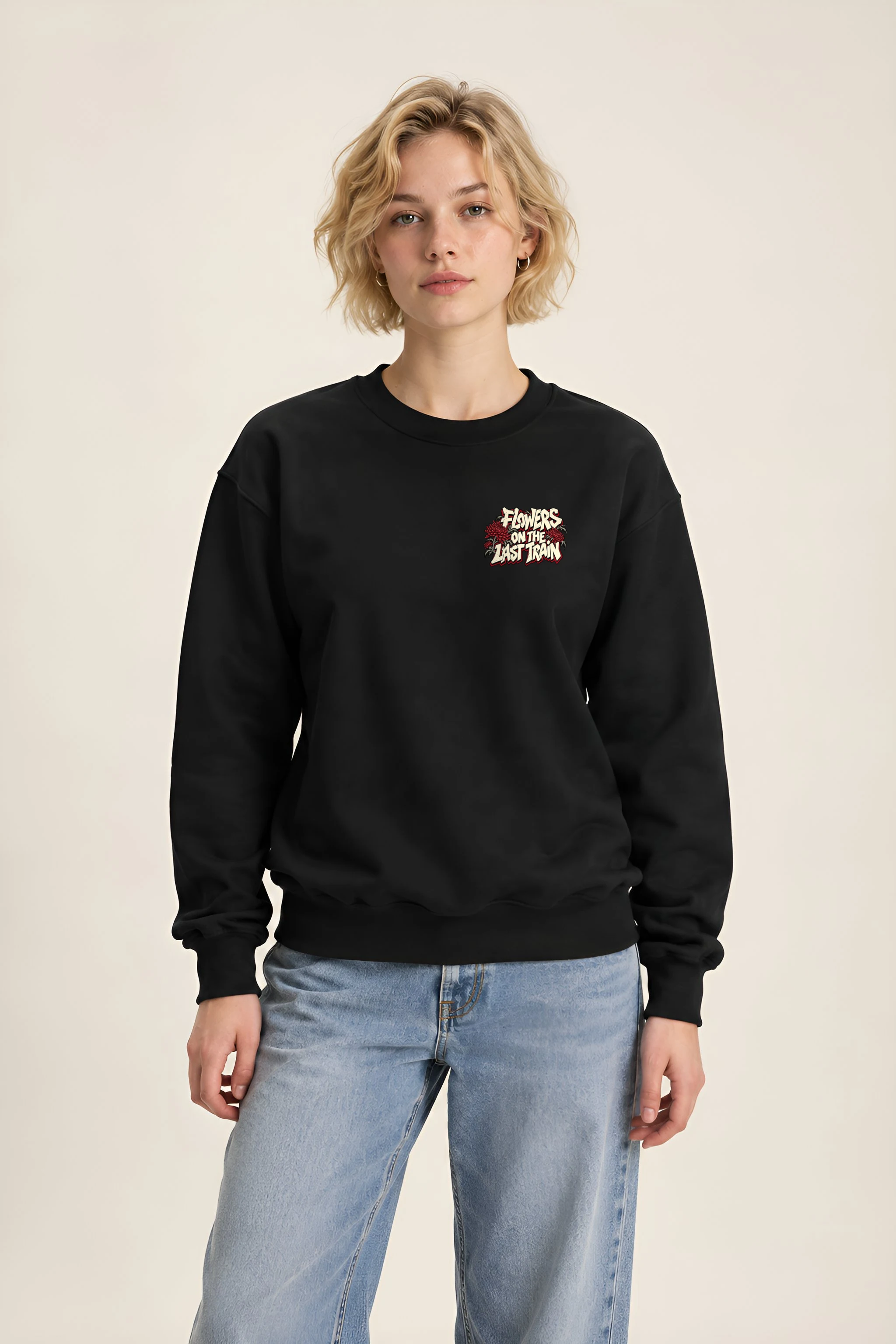 "Flowers On The Last Train New York" 1 Crewneck Sweatshirt