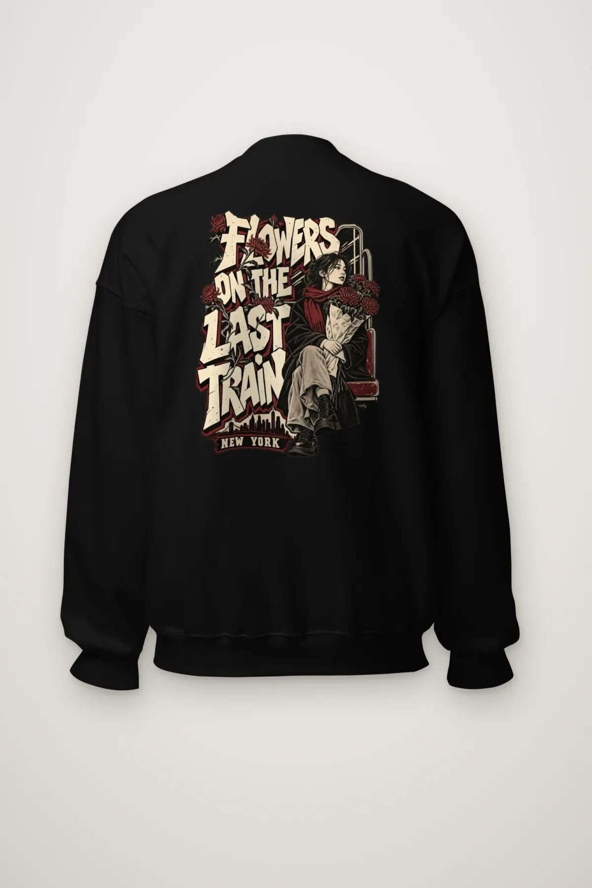 "Flowers On The Last Train New York" Heavy Blend Unisex Crewneck Sweatshirt