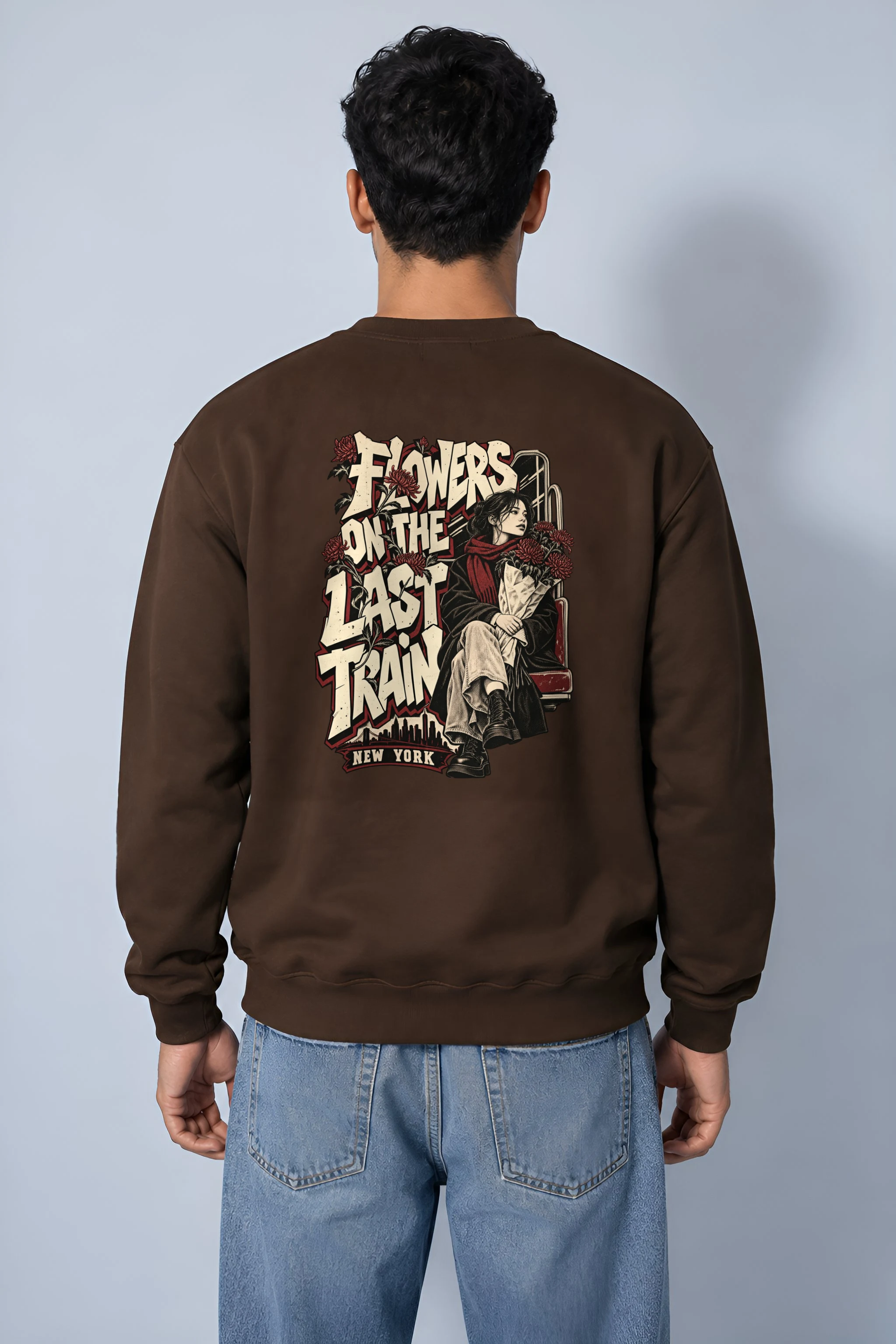 "Flowers On The Last Train New York" 1 Crewneck Sweatshirt