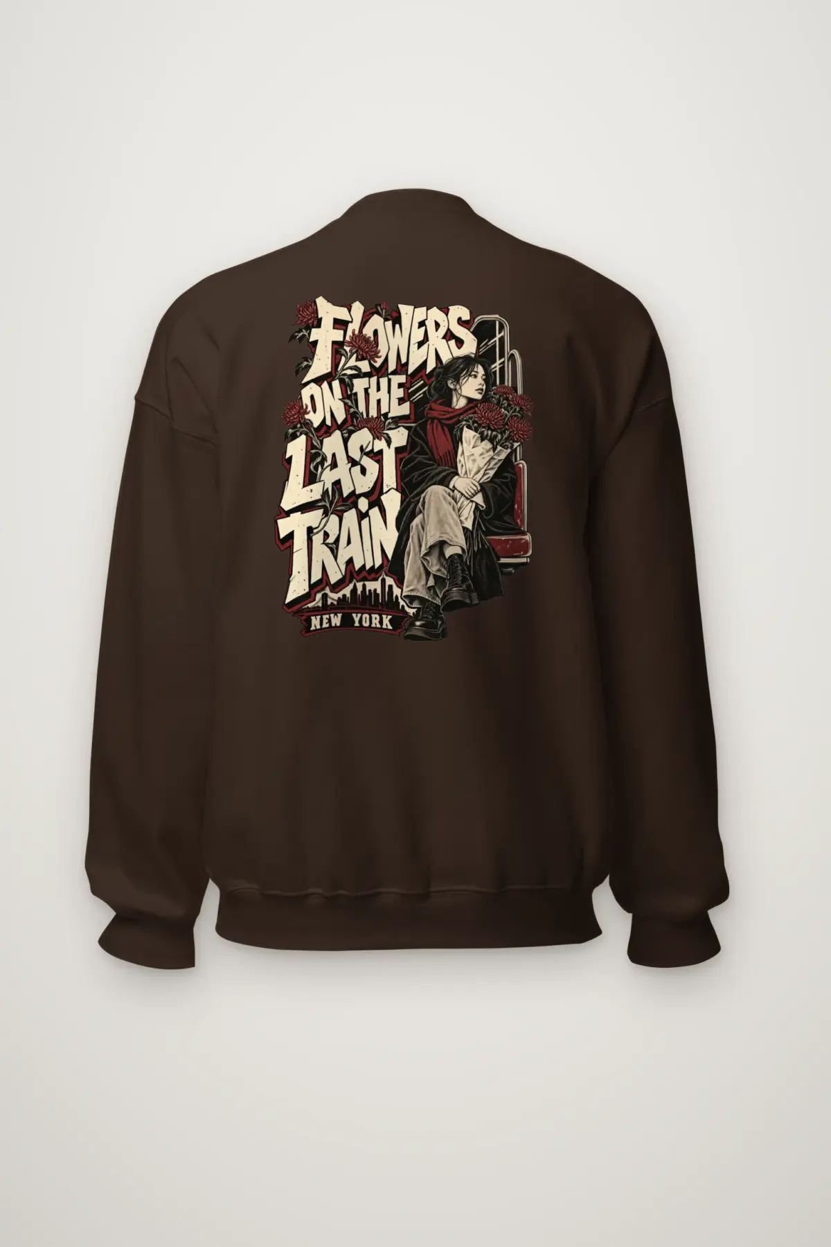 "Flowers On The Last Train New York" Heavy Blend Unisex Crewneck Sweatshirt