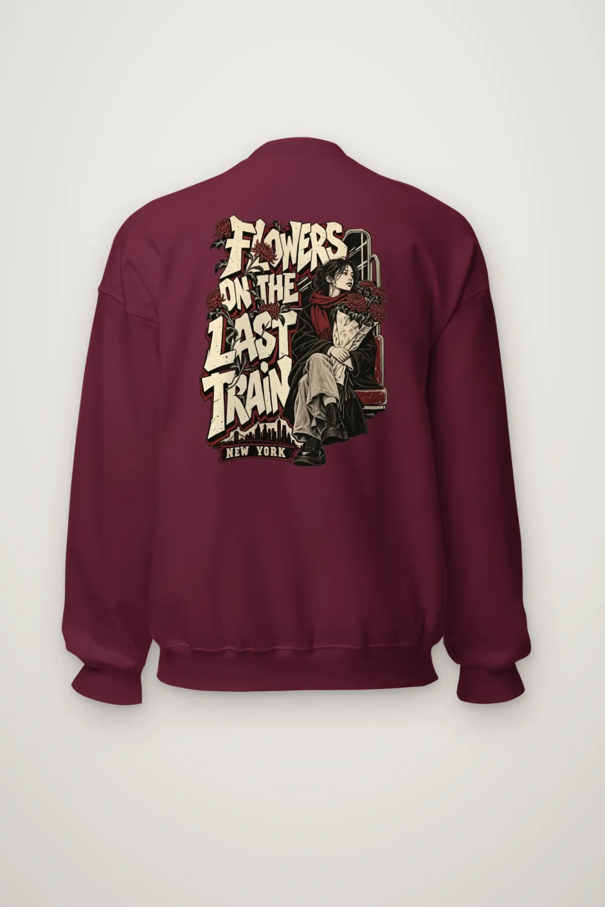 "Flowers On The Last Train New York" Heavy Blend Unisex Crewneck Sweatshirt