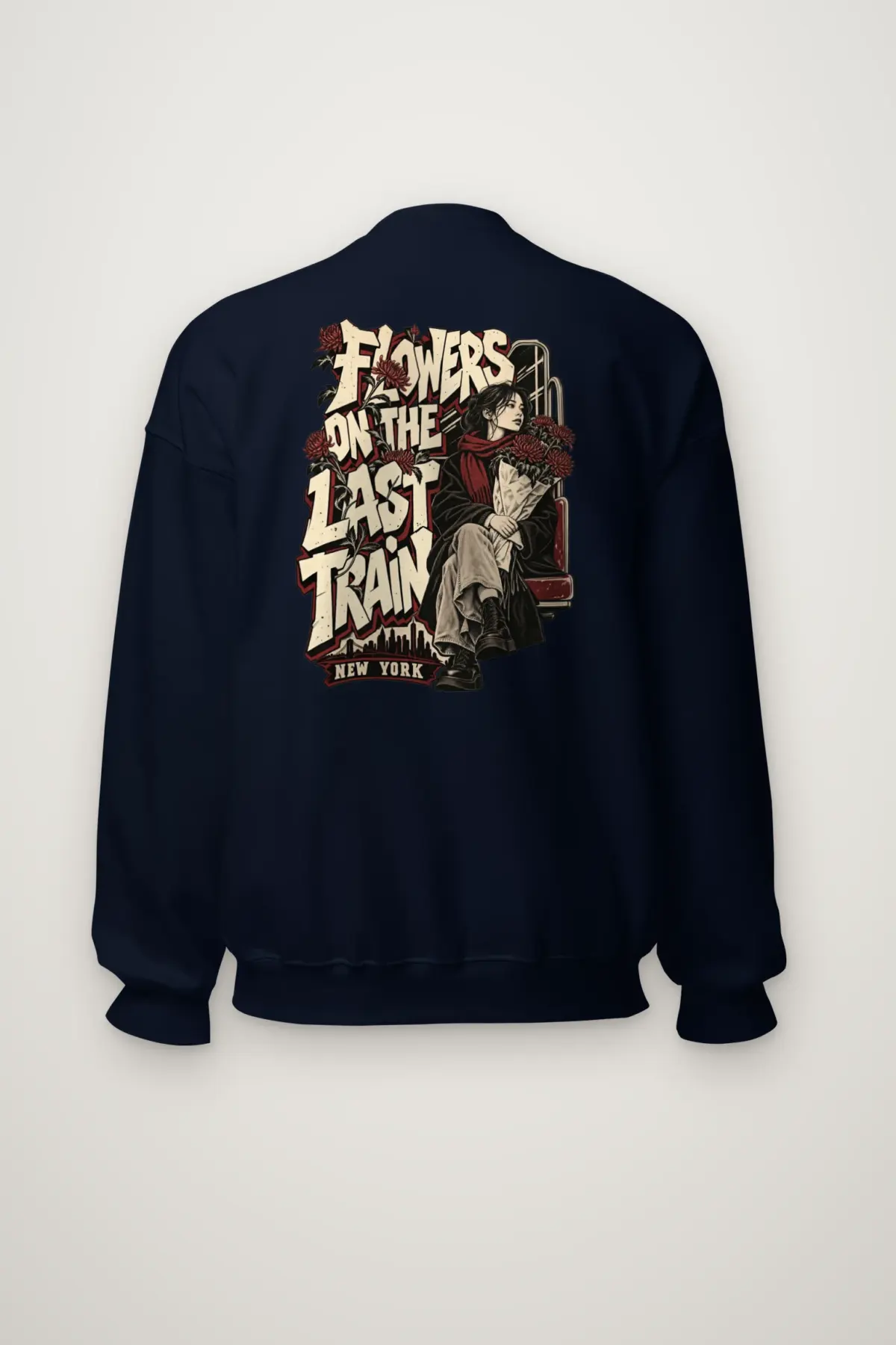 "Flowers On The Last Train New York" Heavy Blend Unisex Crewneck Sweatshirt