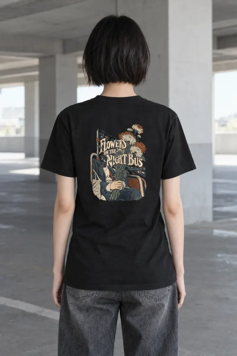 "Flowers on the Night Bus" Heavyweight Unisex Crewneck T-shirt