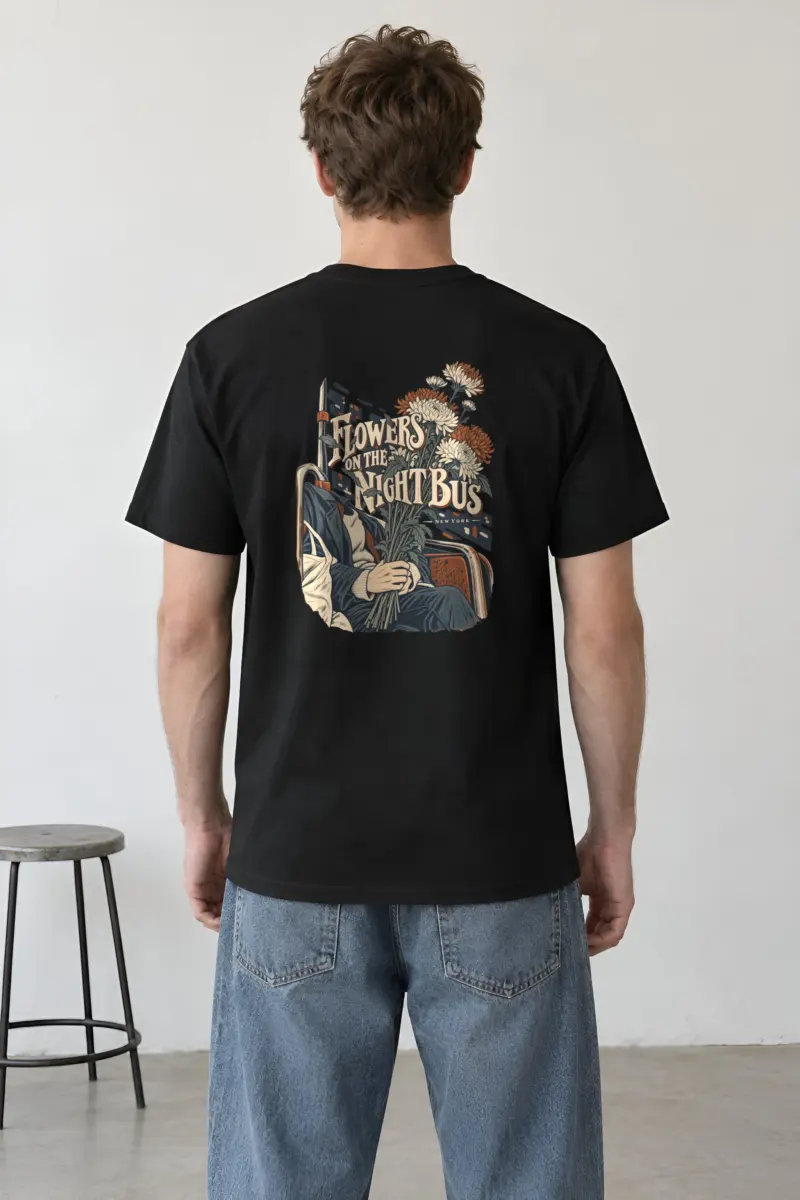 "Flowers on the Night Bus" Heavyweight Unisex Crewneck T-shirt